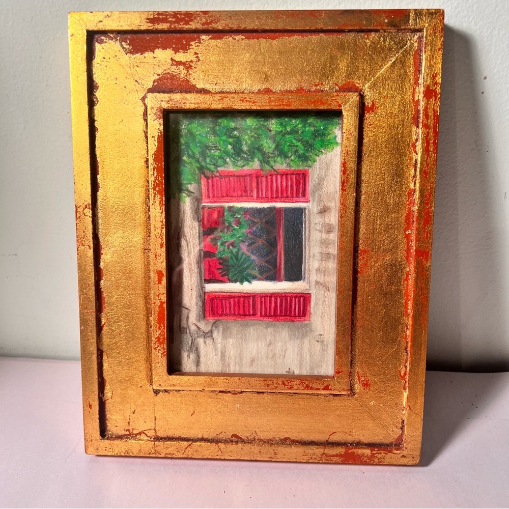 Gold red wood frame Holiday